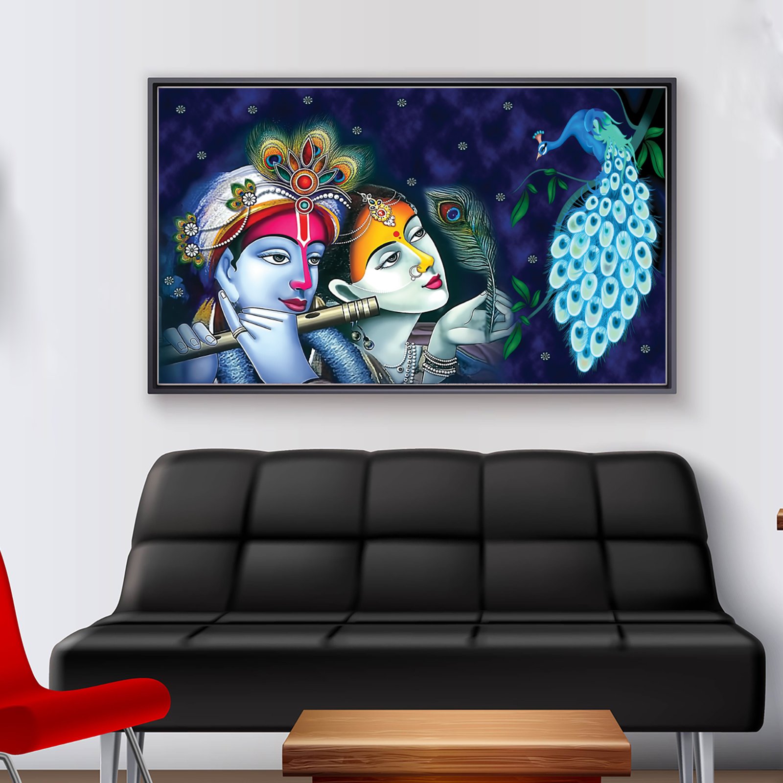 Lord Krishna Radha Premium Canvas Wall Painting  decorative masterpiece for home decor